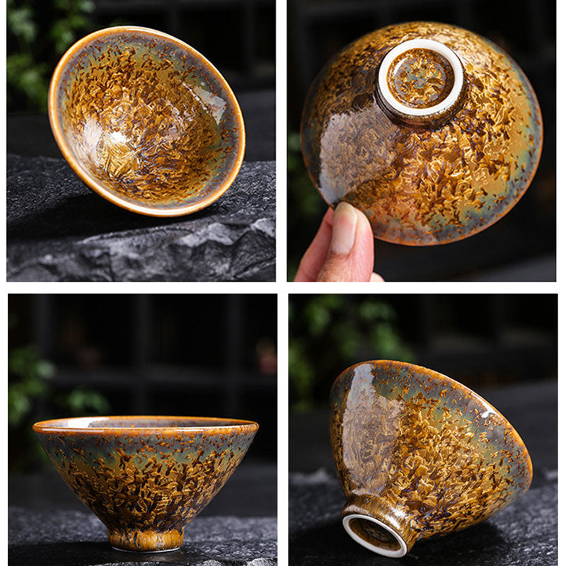 Tasse à thé chinoise en céramique marron colorée, taille 210 ml