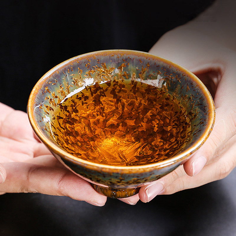 Tasse à thé chinoise en céramique marron colorée, taille 210 ml