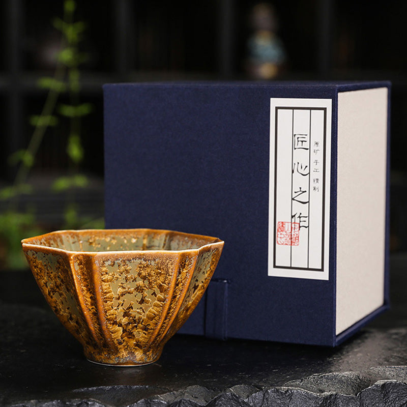 Tasse à thé chinoise en céramique marron colorée, taille 210 ml