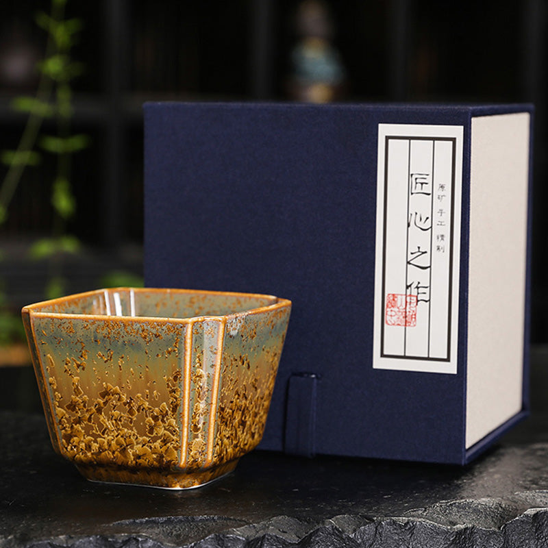 Tasse à thé chinoise en céramique marron colorée, taille 210 ml