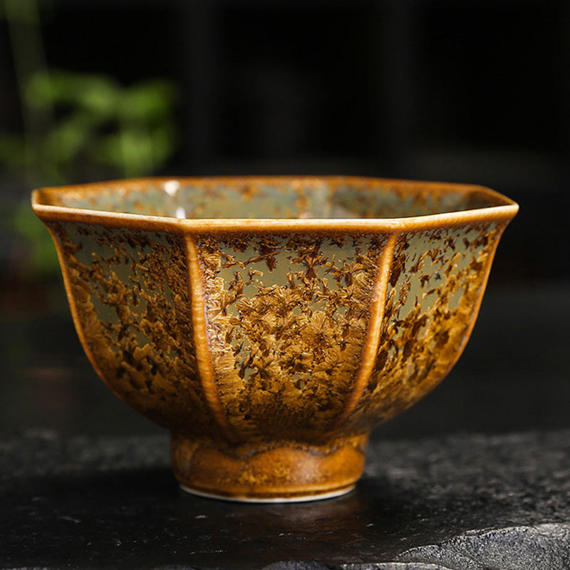 Tasse à thé chinoise en céramique marron colorée, taille 210 ml
