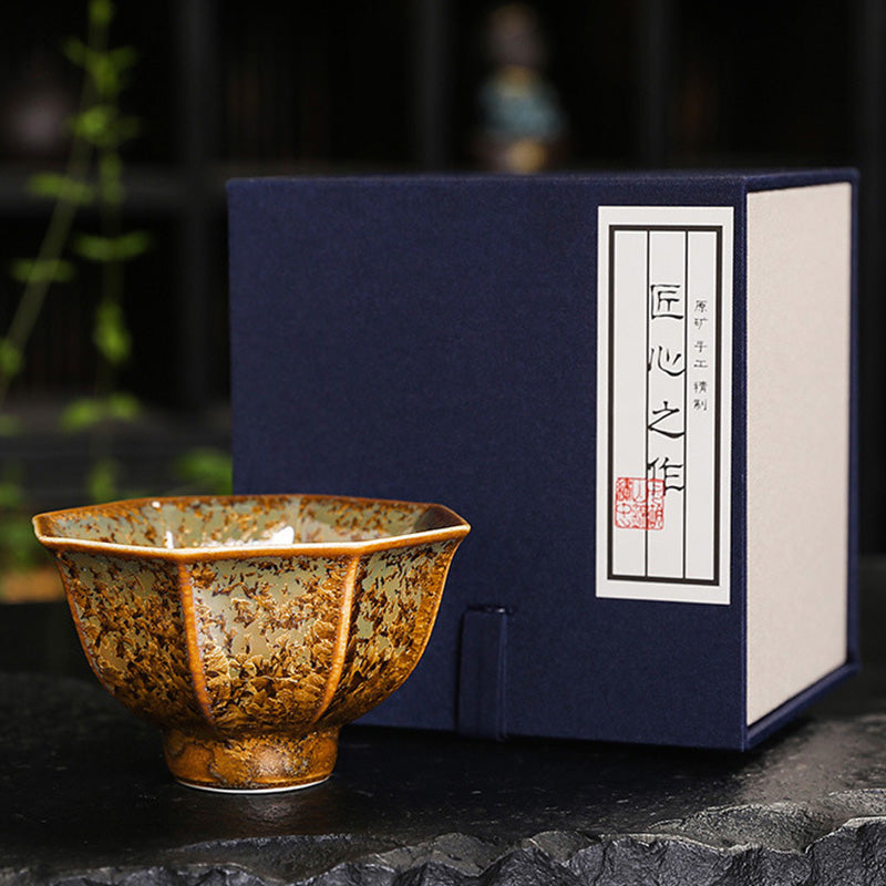 Tasse à thé chinoise en céramique marron colorée, taille 210 ml
