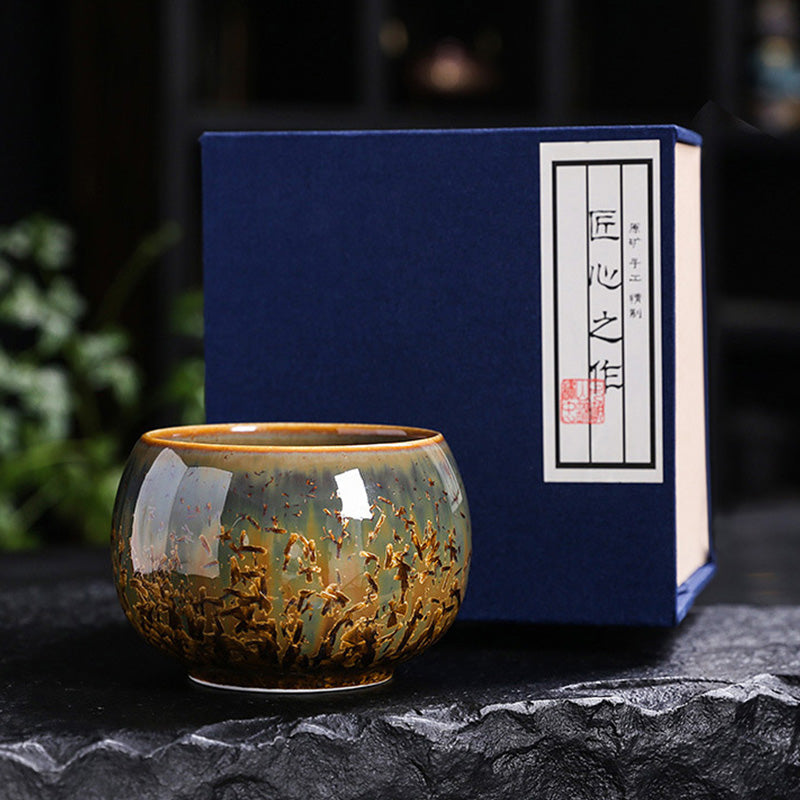 Tasse à thé chinoise en céramique marron colorée, taille 210 ml