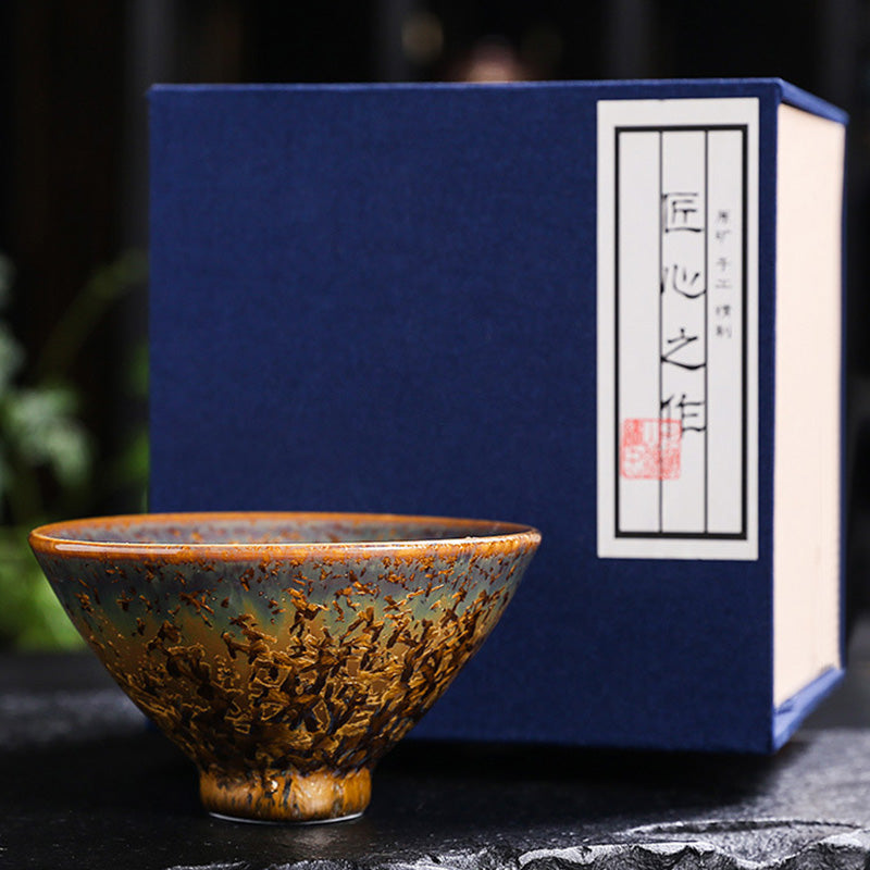 Tasse à thé chinoise en céramique marron colorée, taille 210 ml