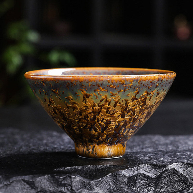 Tasse à thé chinoise en céramique marron colorée, taille 210 ml