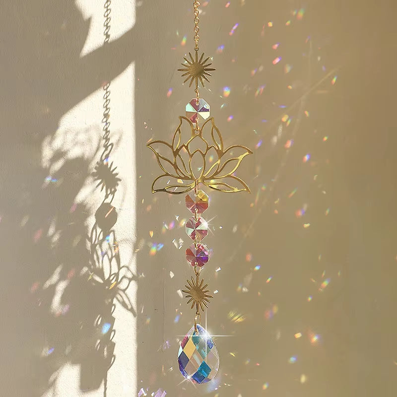 Crystal Wind Chime Suncatcher Wind Spinner Outdoor Hanging Pendant Colorful Water Drop Garden Yard Hanging Crafts Decor