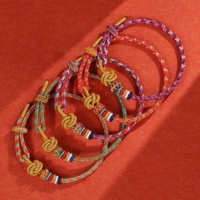 Bracelet de protection coloré en corde de Dunhuang pour l'équilibre spirituel