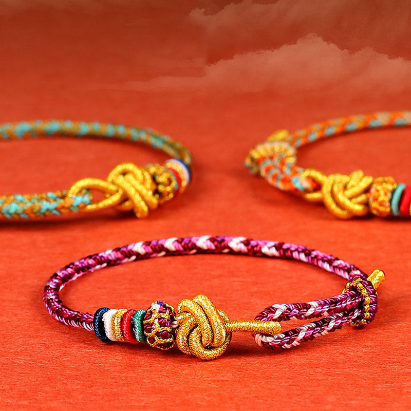 Bracelet de protection coloré en corde de Dunhuang pour l'équilibre spirituel