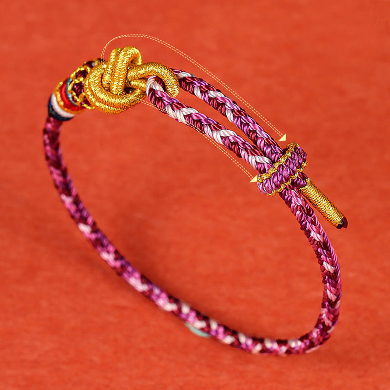 Bracelet de protection coloré en corde de Dunhuang pour l'équilibre spirituel