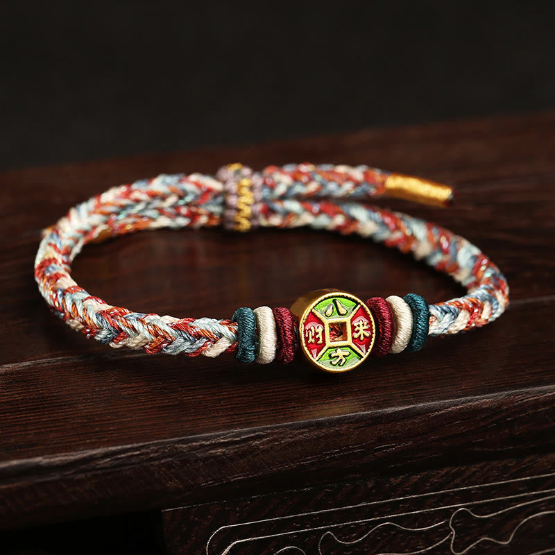 Bracelet spirituel coloré à huit fils avec nœud de paix