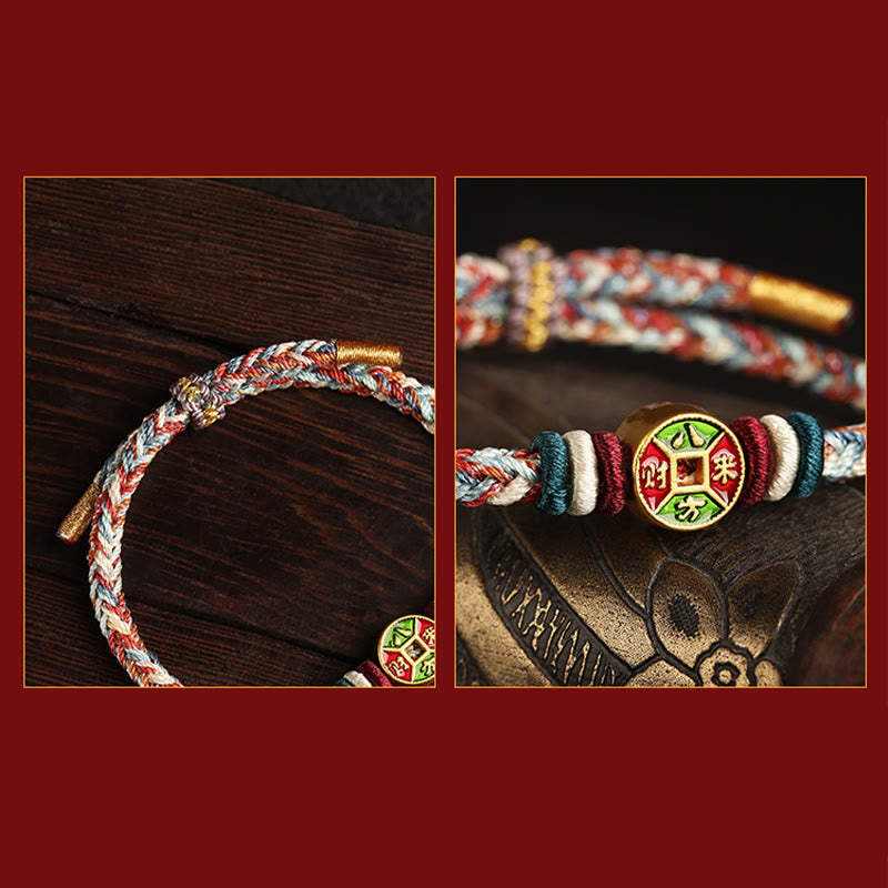 Bracelet spirituel coloré à huit fils avec nœud de paix