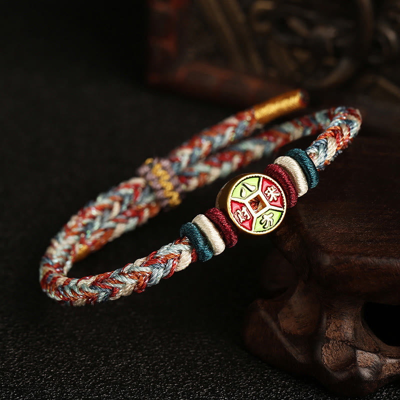 Bracelet spirituel coloré à huit fils avec nœud de paix