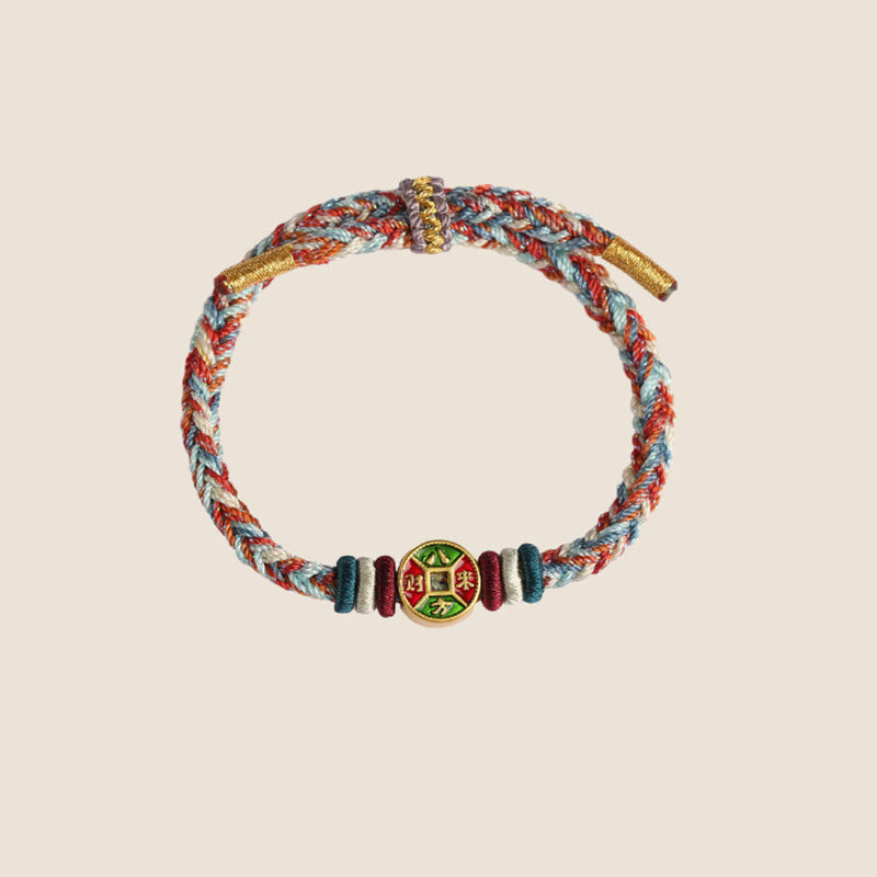 Bracelet spirituel coloré à huit fils avec nœud de paix