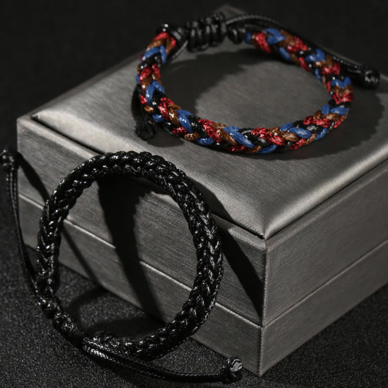 Bracelet tressé en cordon ciré coloré à huit fils avec nœud de paix
