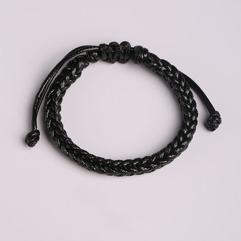 Bracelet tressé en cordon ciré coloré à huit fils avec nœud de paix