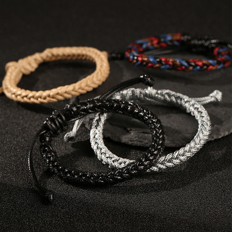 Bracelet tressé en cordon ciré coloré à huit fils avec nœud de paix