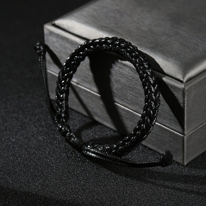 Bracelet tressé en cordon ciré coloré à huit fils avec nœud de paix