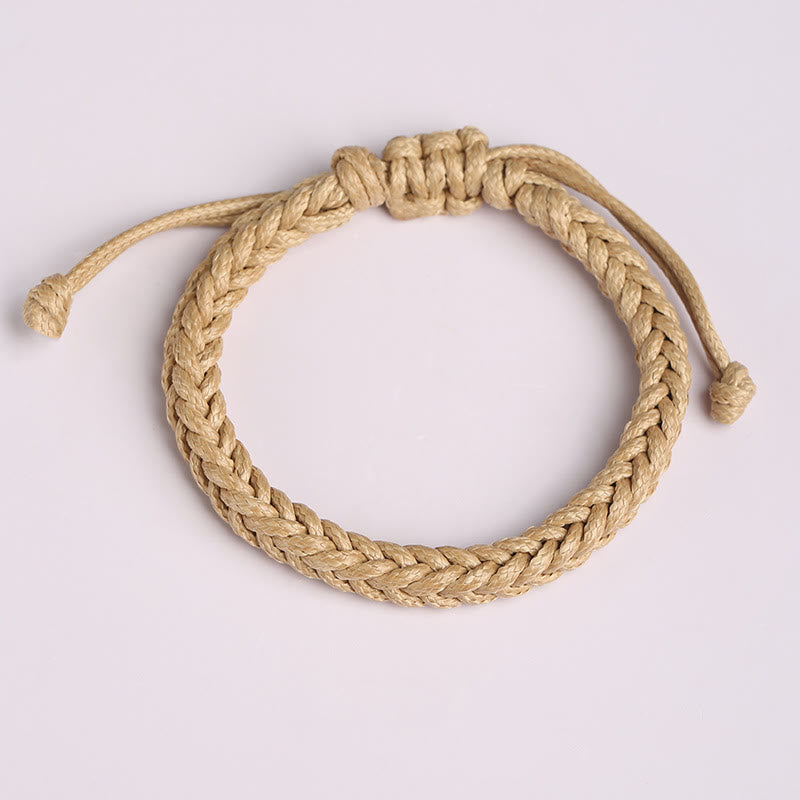 Bracelet tressé en cordon ciré coloré à huit fils avec nœud de paix