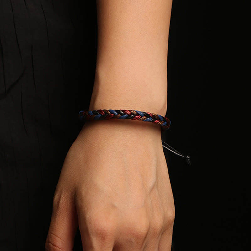 Bracelet tressé en cordon ciré coloré à huit fils avec nœud de paix