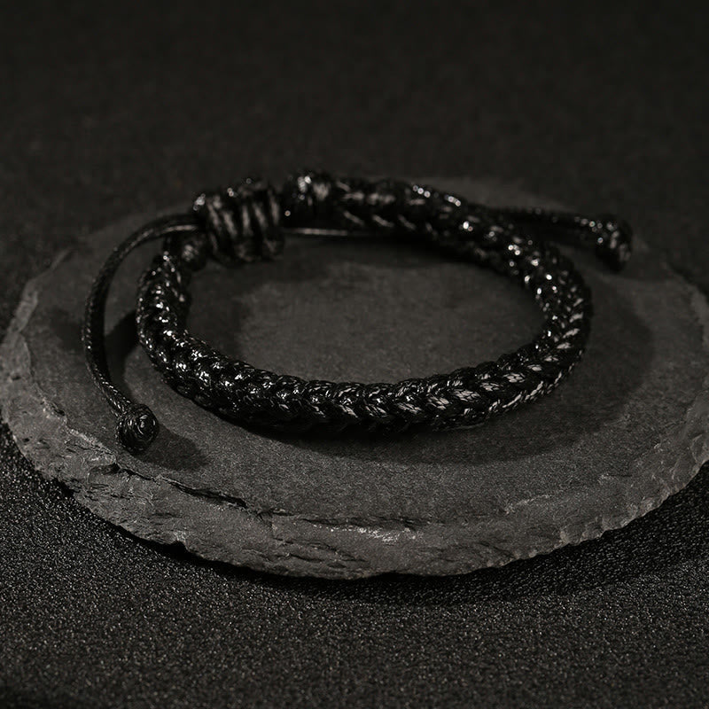 Bracelet tressé en cordon ciré coloré à huit fils avec nœud de paix