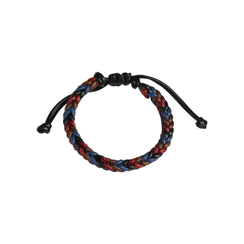 Bracelet tressé en cordon ciré coloré à huit fils avec nœud de paix