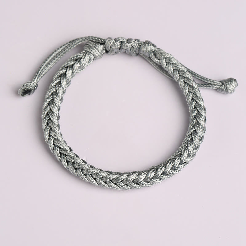 Bracelet tressé en cordon ciré coloré à huit fils avec nœud de paix
