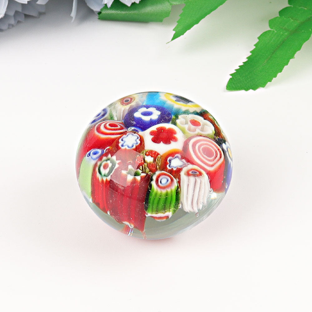 Colorful Glaze Ball with Inner Flower, 1.6-Inch Decorative Crystal Sphere