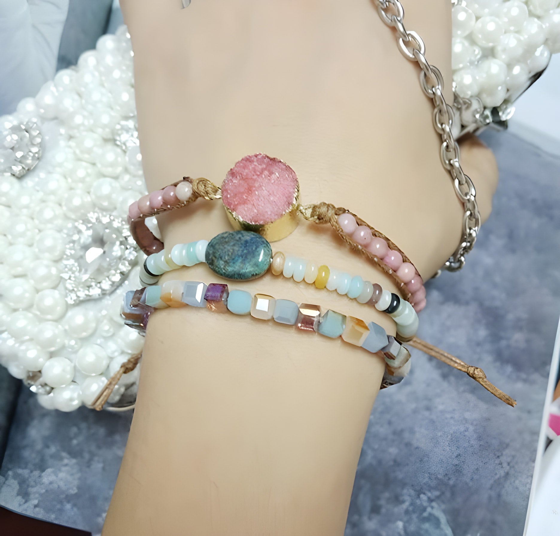 Bracelet d'amitié en cristal irisé coloré