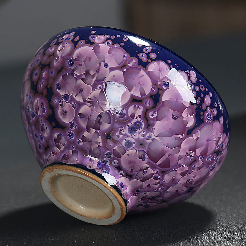 Tasse à thé Jian Zhan en céramique avec fleurs d'iris colorées, 110 ml