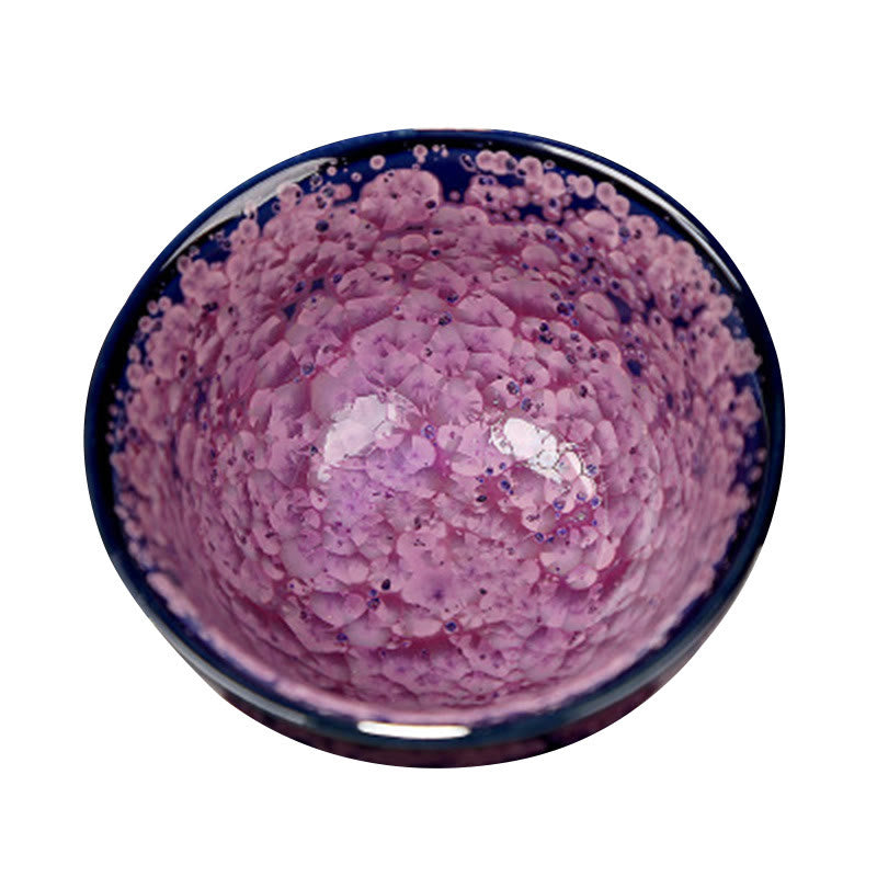 Tasse à thé Jian Zhan en céramique avec fleurs d'iris colorées, 110 ml