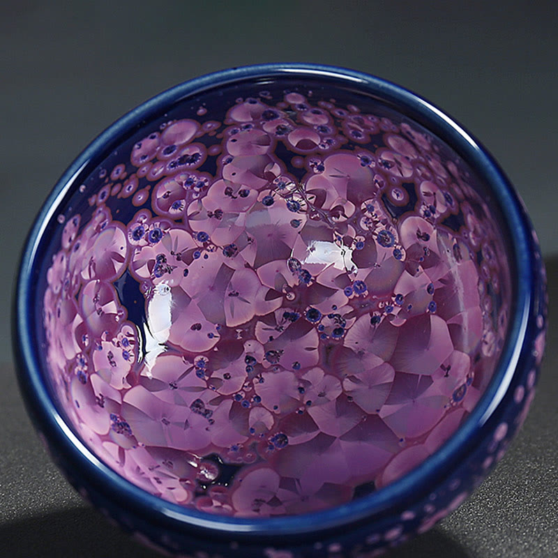 Tasse à thé Jian Zhan en céramique avec fleurs d'iris colorées, 110 ml