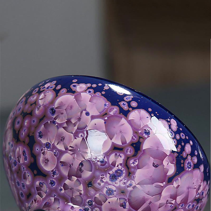 Tasse à thé Jian Zhan en céramique avec fleurs d'iris colorées, 110 ml