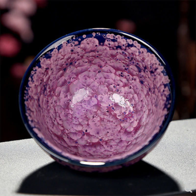 Tasse à thé Jian Zhan en céramique avec fleurs d'iris colorées, 110 ml