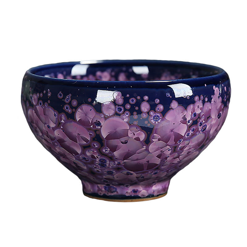 Tasse à thé Jian Zhan en céramique avec fleurs d'iris colorées, 110 ml