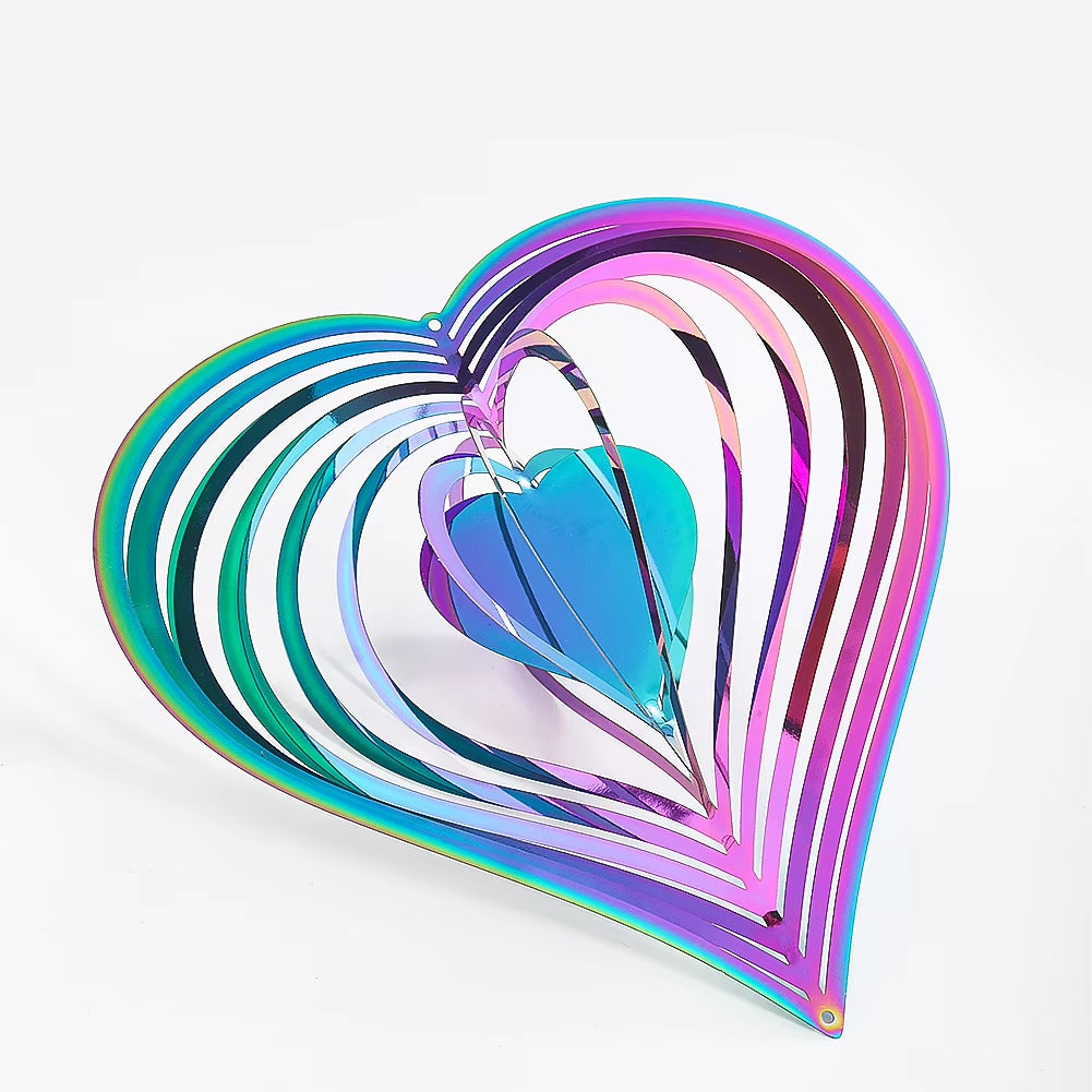Multi-layered metallic heart with iridescent colors for Colorful Kinetic Heart Wind Spinner