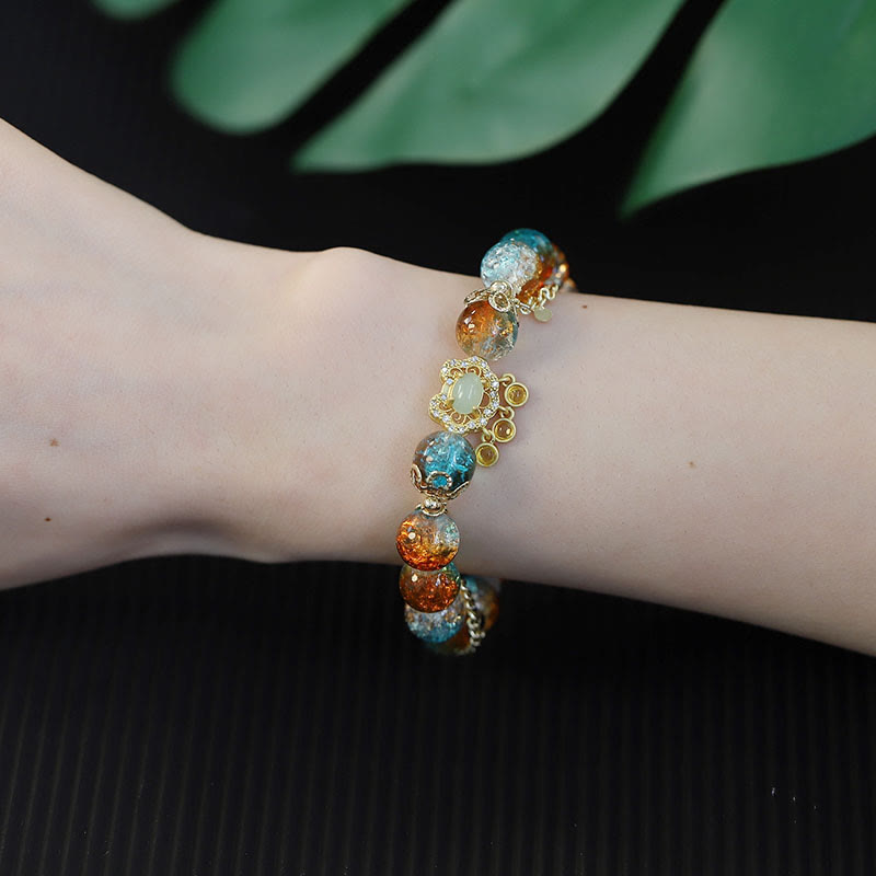 Bracelet de protection spirituelle en perles de verre Liuli colorées