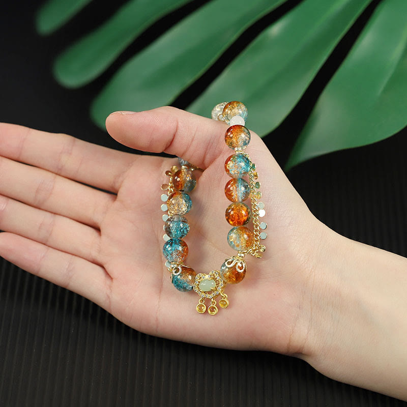 Bracelet de protection spirituelle en perles de verre Liuli colorées