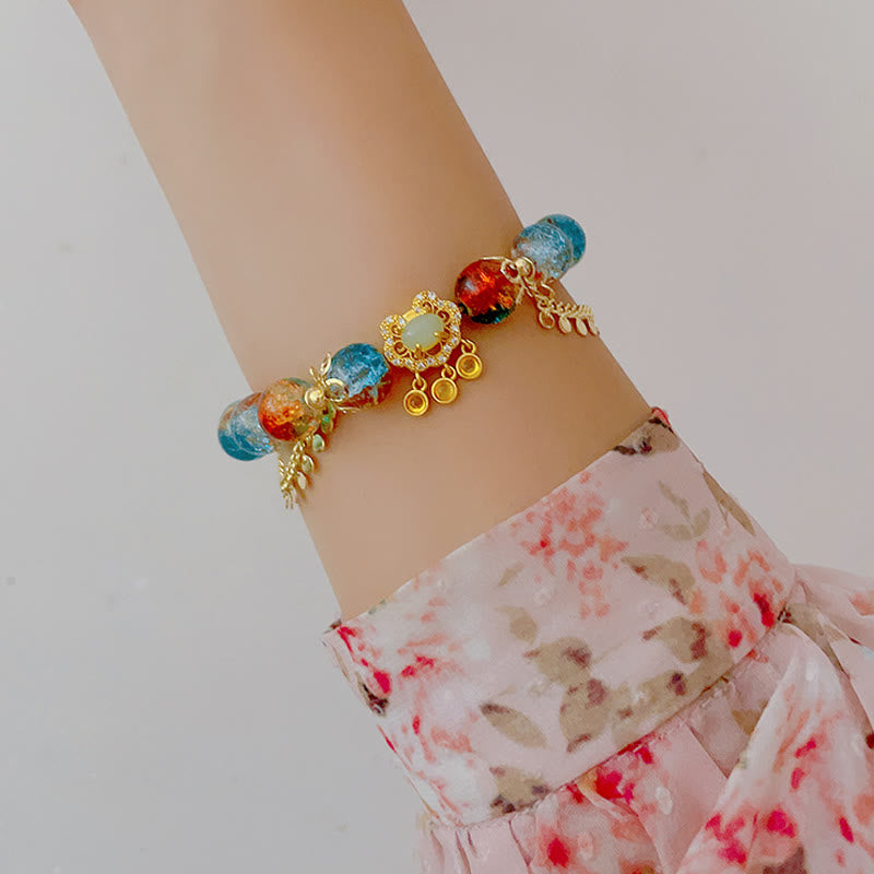 Bracelet de protection spirituelle en perles de verre Liuli colorées