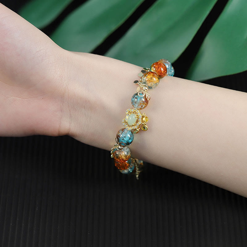 Bracelet de protection spirituelle en perles de verre Liuli colorées
