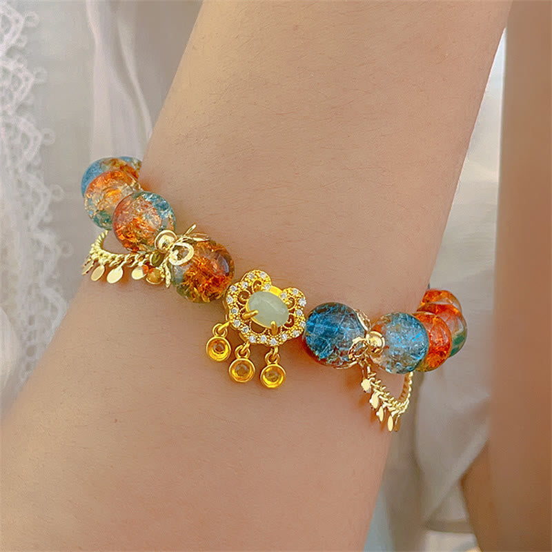 Bracelet de protection spirituelle en perles de verre Liuli colorées