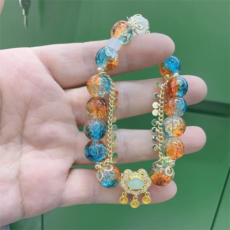 Bracelet de protection spirituelle en perles de verre Liuli colorées