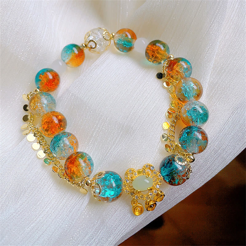 Bracelet de protection spirituelle en perles de verre Liuli colorées