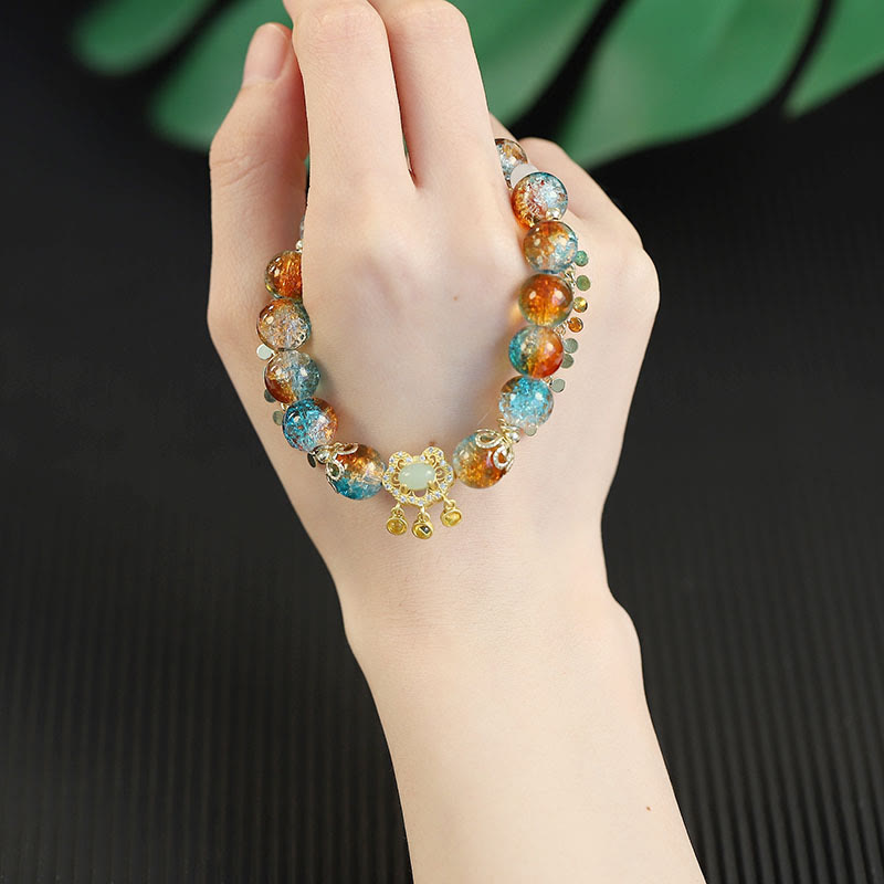 Bracelet de protection spirituelle en perles de verre Liuli colorées
