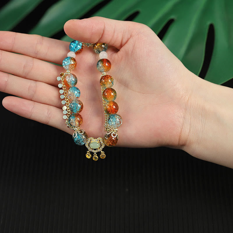 Bracelet de protection spirituelle en perles de verre Liuli colorées