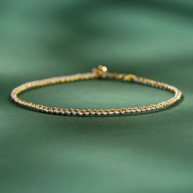 Bracelet en corde avec pièces porte-bonheur colorées 14-15 cm et sons de guérison