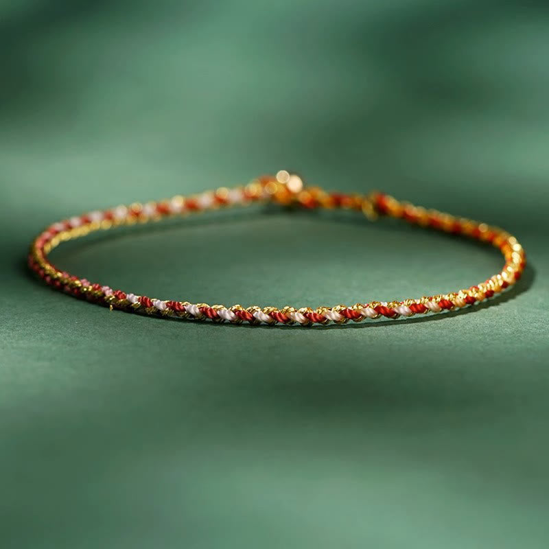 Bracelet en corde avec pièces porte-bonheur colorées 14-15 cm et sons de guérison