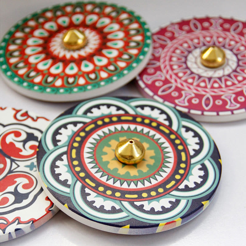 Brûleur d'encens en céramique à motifs colorés 10 cm