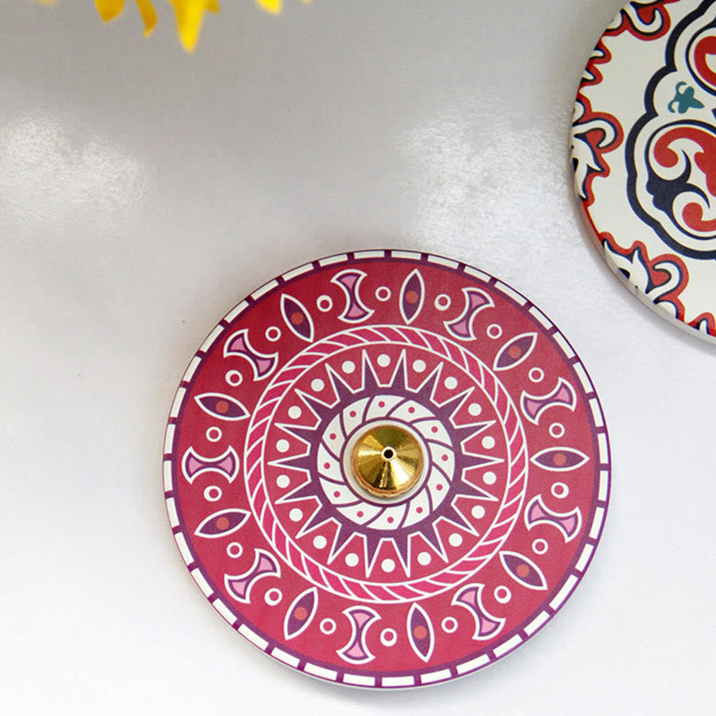 Brûleur d'encens en céramique à motifs colorés 10 cm