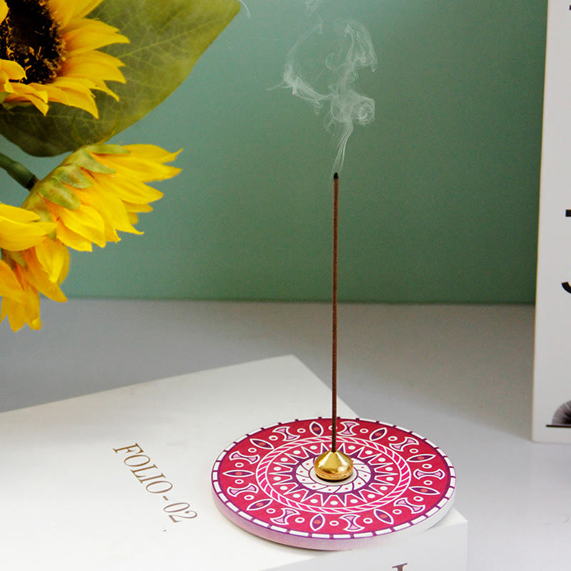 Brûleur d'encens en céramique à motifs colorés 10 cm