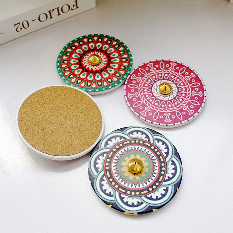 Brûleur d'encens en céramique à motifs colorés 10 cm